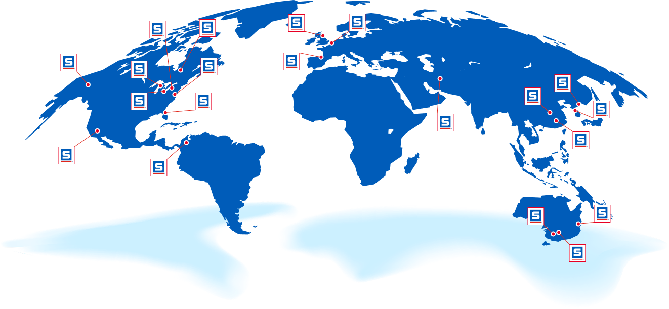 World Map with GroupeSTAHL Locations